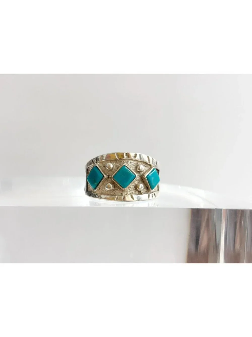 Bell Trading Post Turquoise Navajo Sterling Silver 925 Vintage Ring - sz 12.5